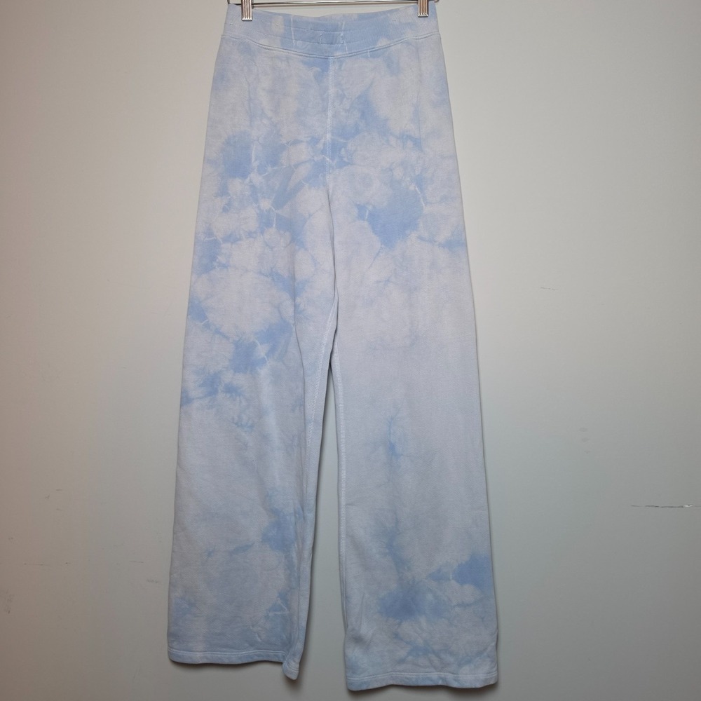 Raquel Allegra Blue Tie Dye Wide Leg Sweatpants Lounge Pants Size Medium